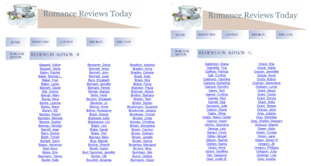 B and G listings of authors